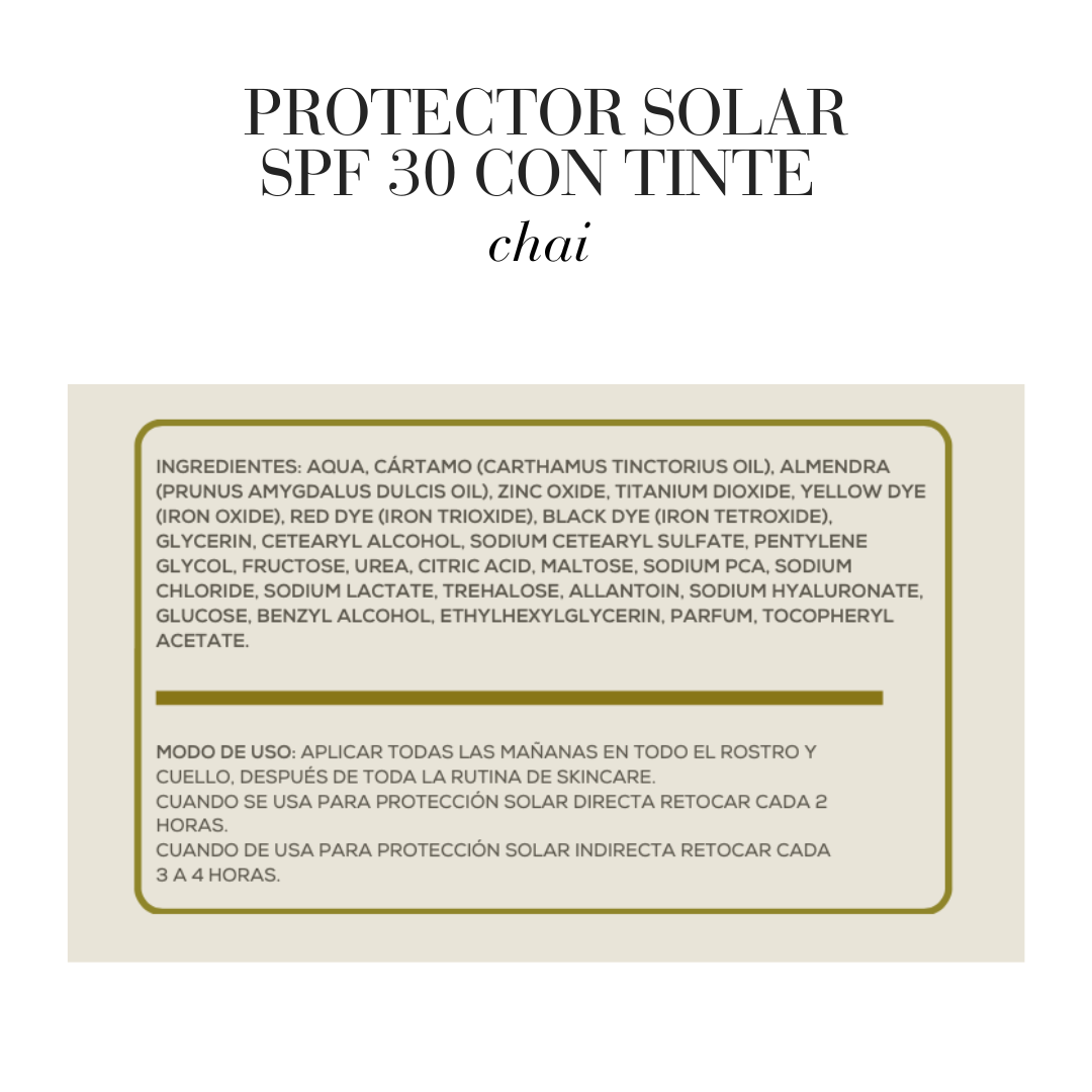 PROTECTOR SOLAR SPF 30 CON TINTE CHAI