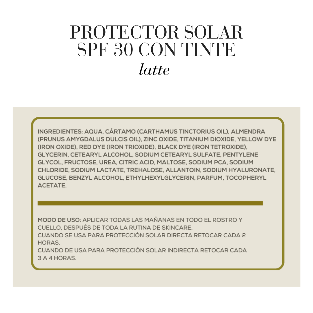 PROTECTOR SOLAR SPF 30 CON TINTE LATTE